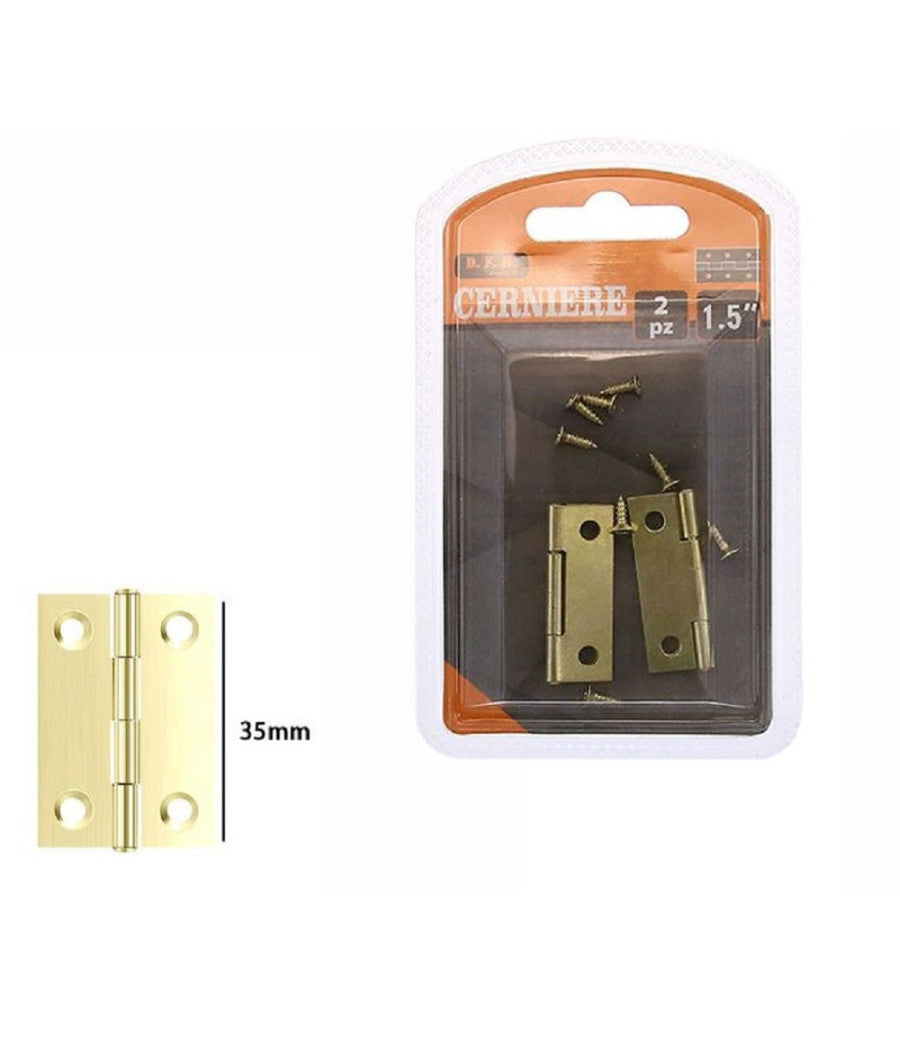 Set 2 Pezzi Cerniere In Ottone Per Porte Mobili Armadi Sportelli Ante 35mm 69037         