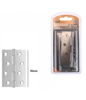 Set 2 Pezzi Cerniere Per Porte Mobili Armadi Sportelli Ante 90 Mm Silver 69035         