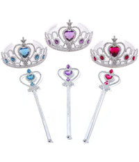 Set 2 Pezzi Corona Coroncina Scettro Principessa Costume Cosplay Carnevale         