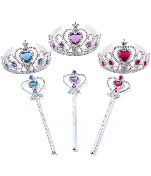 Set 2 Pezzi Corona Coroncina Scettro Principessa Costume Cosplay Carnevale         