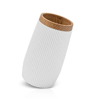 Set 2 pezzi Dispenser sapone e Porta spazzolino Bianco dettagli effetto legno Blob