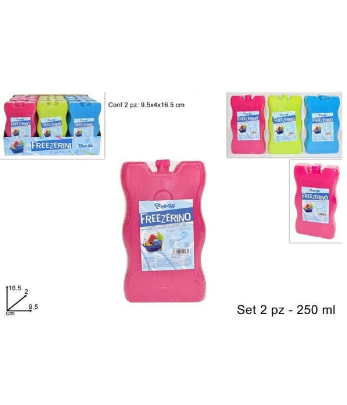 Set 2 Pezzi Freezerino Ghiaccio Ghiacciolo 250ml Borsa Termica Mare Refrigerante         