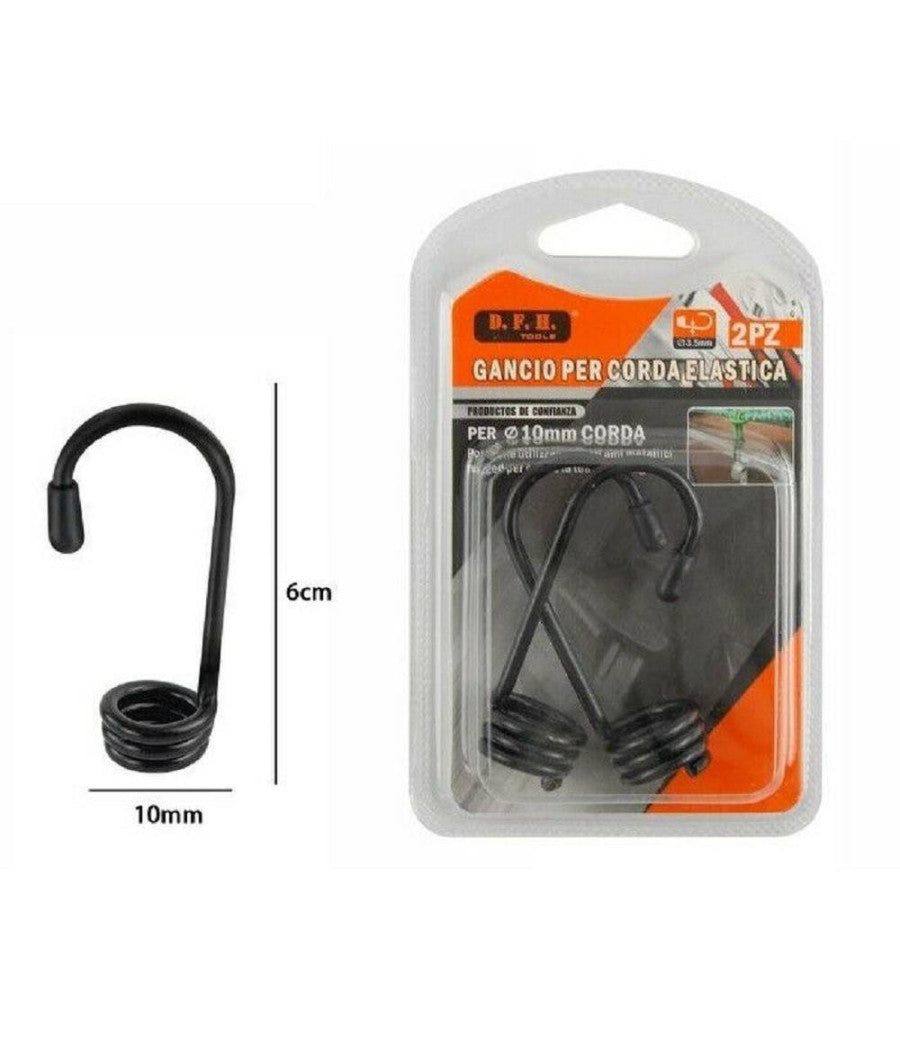 Set 2 Pezzi Gancio Per Corda Elastica 10 X 6mm Ganci Corde Imbracatura Auto Bici         