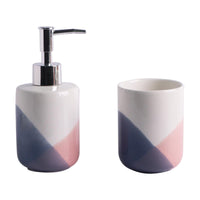 Set 2 Pezzi Joker In Ceramica Amica Rosa/blue 1 Dosasapone Portaspazzolino