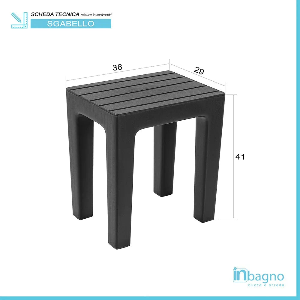 Set 2 pezzi Lello lo sgabello multiuso Nero ad alta resistenza con effetto legno