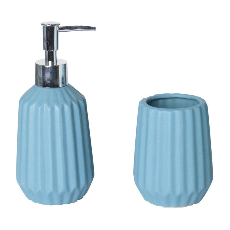 Set 2 Pezzi Matisse Ceramica Amica Azzurro 1 Dosasapone E 1 Portaspazzolino