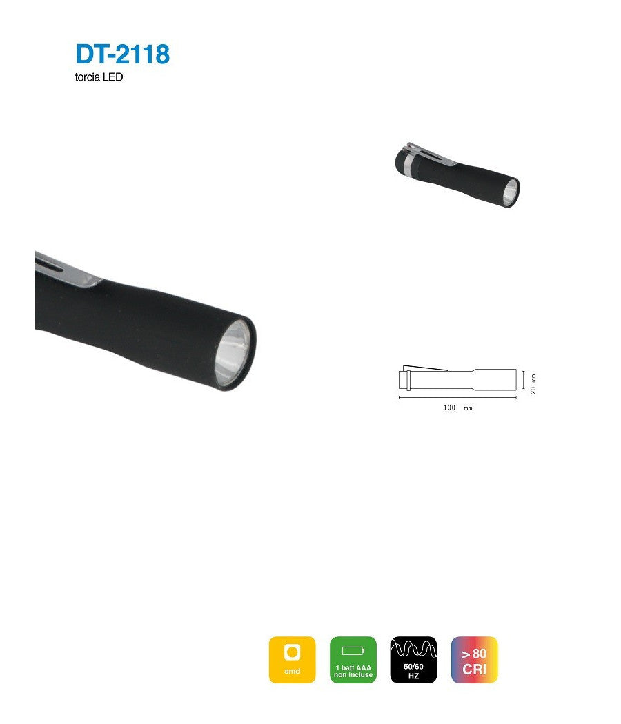 Set 2 Pezzi Mini Torcia Led Tascabile Ottimo Per Escursioni Campeggio Dt-2118         