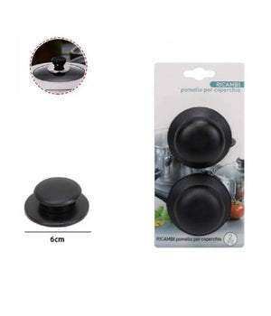 Set 2 Pezzi Pomello Per Coperchi Ricambi Universali Pentole Padelle Manici 66374         