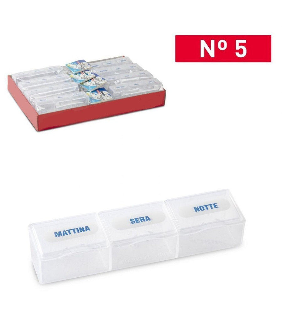 Set 2 Pezzi Porta Pillole Portapastiglie 3 Scomparti Dosi Giornalieri 12238it         