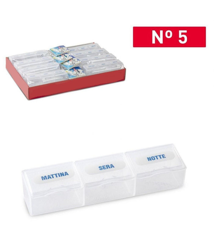 Set 2 Pezzi Porta Pillole Portapastiglie 3 Scomparti Dosi Giornalieri 12238it         