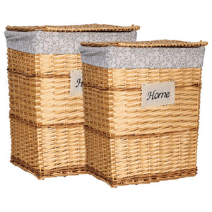 Set 2 Pezzi Portabiancheria Vilma In Midollino Naturale