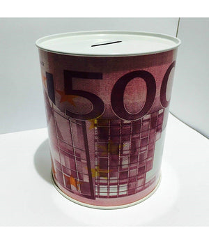 Set 2 Pezzi Salvadanaio Latta Misura M Monete Banconote 1 Apertura Senza Chiave         