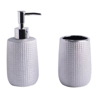 Set 2 Pezzi Sandy In Ceramica Amica Cromato 1 Dosasapone 1 Portaspazzolino