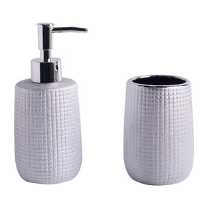 Set 2 Pezzi Sandy In Ceramica Amica Cromato 1 Dosasapone 1 Portaspazzolino