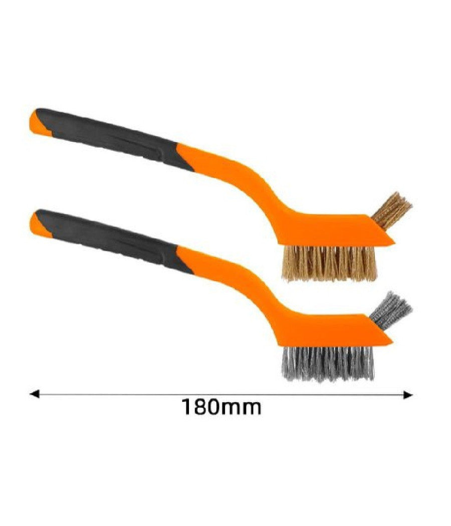 Set 2 Pezzi Spazzole Metalliche 180 Mm Con Impugnatura Morbida Per Pulizia 57235         