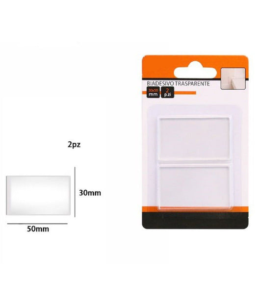 Set 2 Pezzi Strisce Gommini Biadesivo Trasparente Protezione Casa 30x50mm 66102         