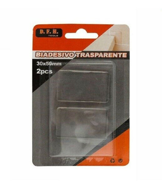 Set 2 Pezzi Strisce Gommini Biadesivo Trasparente Protezione Casa 30x50mm 66102         