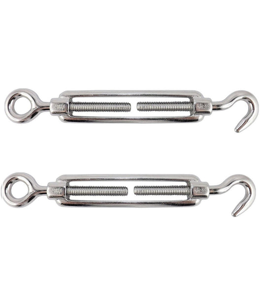 Set 2 Pezzi Tenditore A Vite Con Gancio Ed Occhiello Acciaio 6mm         