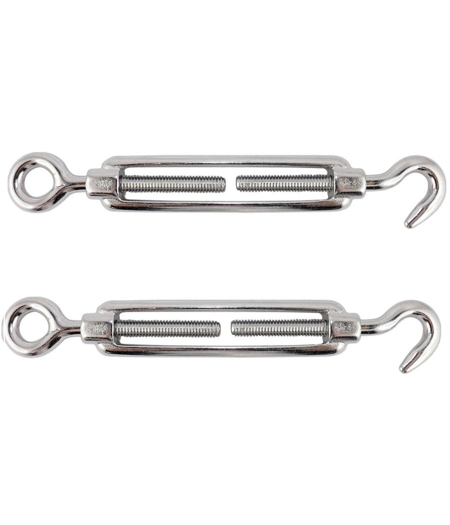 Set 2 Pezzi Tenditore A Vite Con Gancio Ed Occhiello Acciaio 6mm         