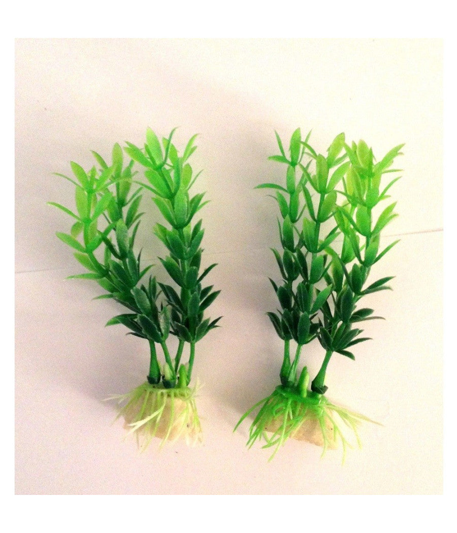 Set 2 Pianta 10 Cm Piantina Artificiale Per Acquario Piante Finte Plastica 2x Pz         