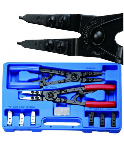 Set 2 Pinze Con Punte Intercambiabili Per Anelli Seeger Interni Esterni A.07210         