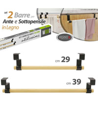 Set 2 Porta Asciugamani Strofinacci In Legno Per Ante Porte Con Aggancio Rapido         