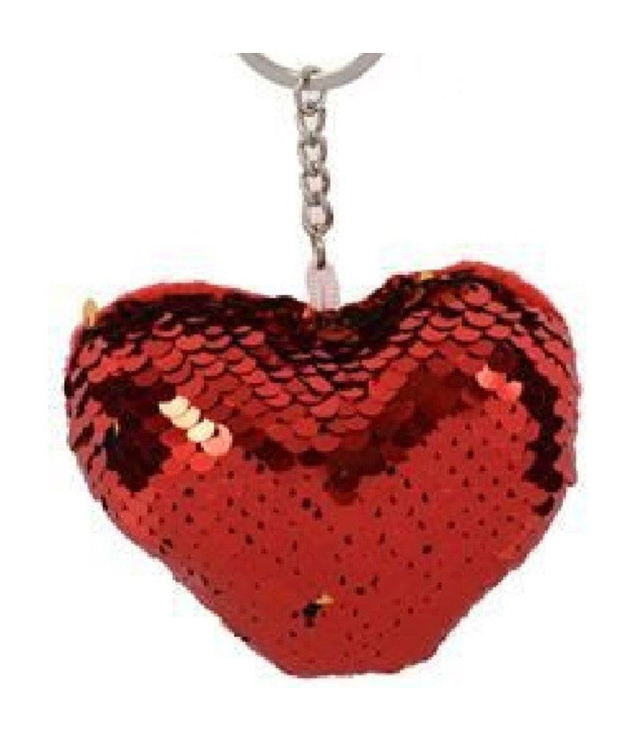 Set 2 Portachiavi Cuore Paillettes Bicolore 7.5cm Regalo San Valentino 2 Col.ass.         