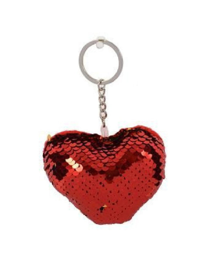 Set 2 Portachiavi Cuore Paillettes Bicolore 7.5cm Regalo San Valentino 2 Col.ass.         
