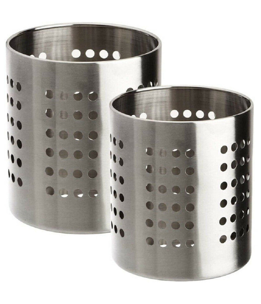 Set 2 Portaposate Forato Acciaio Scolaposate Da Cucina Portautensili Organizer         