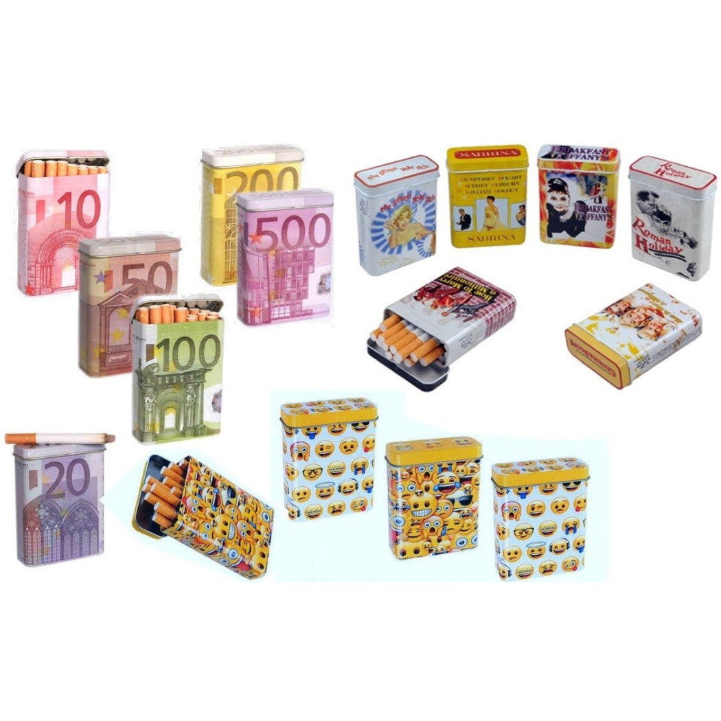 Trade Shop - Set 2 Portasigarette Sigaretta Metallo Custodia Cover Porta Pacchetto Sigarette -