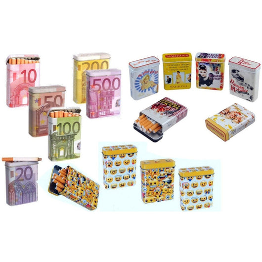 Trade Shop - Set 2 Portasigarette Sigaretta Metallo Custodia Cover Porta Pacchetto Sigarette -