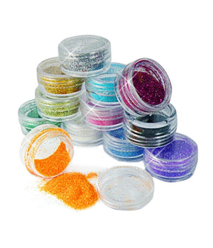 Set 2 Pz. Barattoli Glitter Polvere Sottile Nail Art Strass Brillantini Unghie         