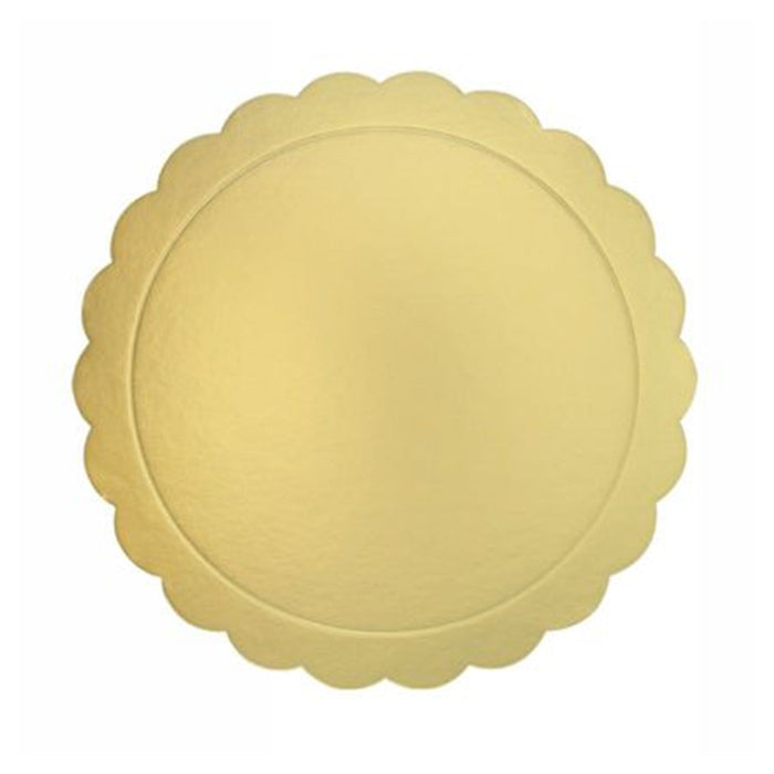 Trade Shop - Set 2 Pz Base Per Torta Rotonda Piatto Sottotorta Dorato 28cm Con Bordino 31163         