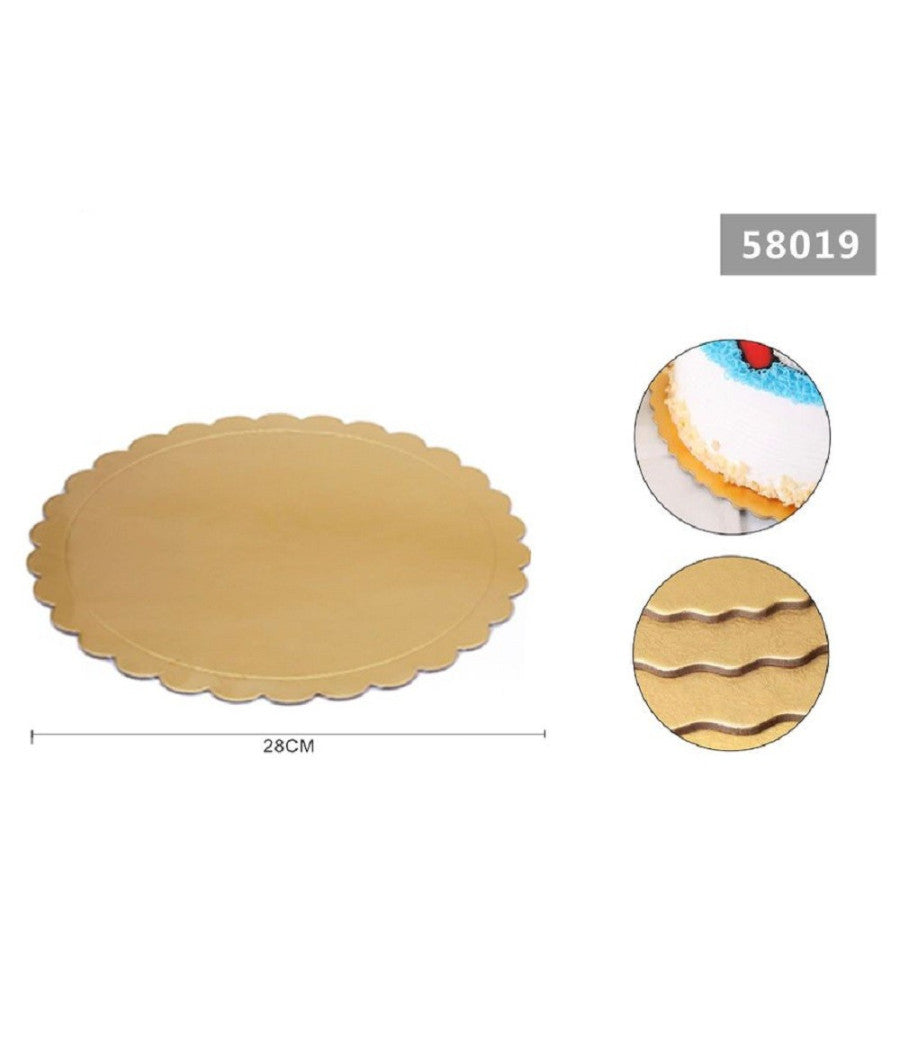 Set 2 Pz Base Per Torta Rotonda Piatto Sottotorta Dorato 28cm Con Bordino 58019         