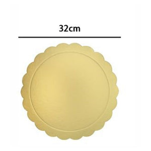 Trade Shop - Set 2 Pz Base Per Torta Rotonda Piatto Sottotorta Dorato 32 Cm Con Bordino 31165         