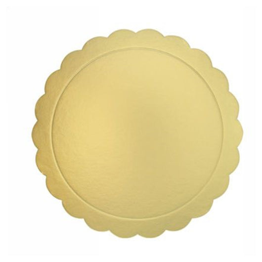 Trade Shop - Set 2 Pz Base Per Torta Rotonda Piatto Sottotorta Dorato 32 Cm Con Bordino 31165         