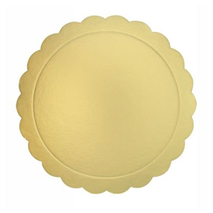 Trade Shop - Set 2 Pz Base Per Torta Rotonda Piatto Sottotorta Dorato 34 Cm Con Bordino 31166         