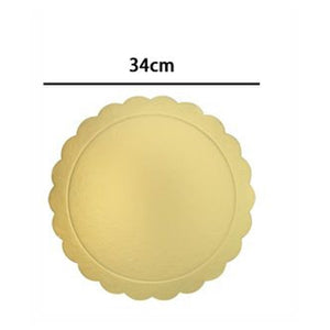 Trade Shop - Set 2 Pz Base Per Torta Rotonda Piatto Sottotorta Dorato 34 Cm Con Bordino 31166         