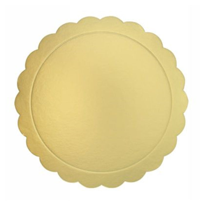 Trade Shop - Set 2 Pz Base Per Torta Rotonda Piatto Sottotorta Dorato 36 Cm Con Bordino 31167         