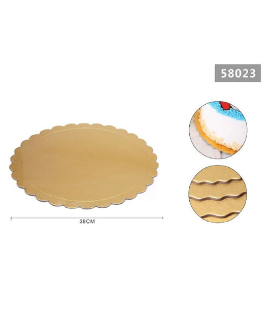 Set 2 Pz Base Per Torta Rotonda Piatto Sottotorta Dorato 38cm Con Bordino 58023         