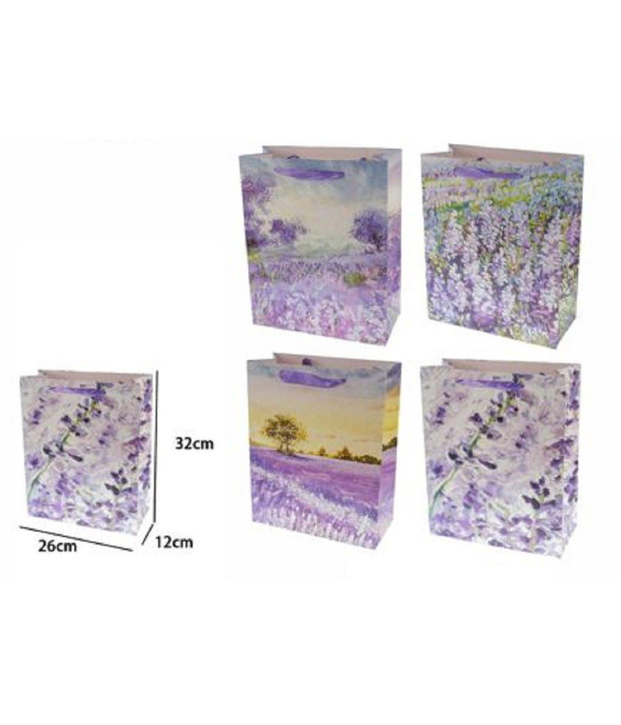 Set 2 Pz Buste Borsa Da Regalo Lavanda 32x26x12cm Sacchetto 69966 Varie Fantasie         