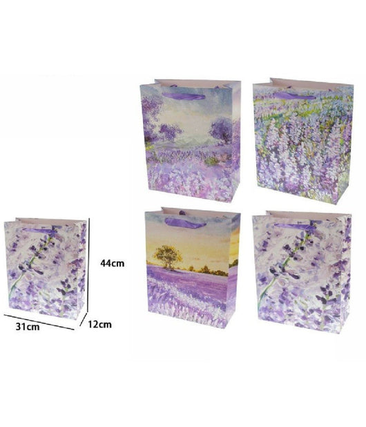 Set 2 Pz Buste Borsa Da Regalo Lavanda 44x31x12cm Sacchetto 69967 Varie Fantasie         