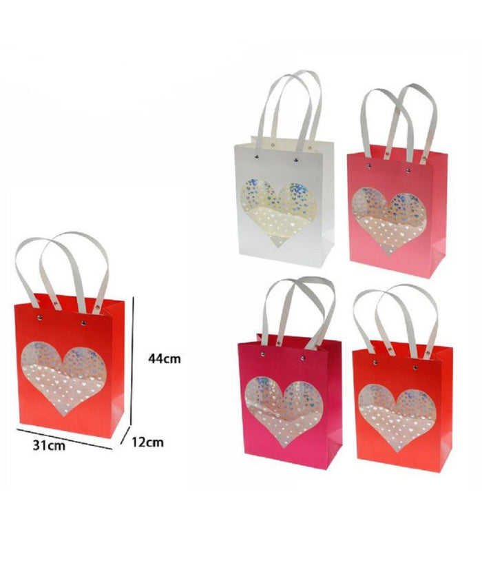 Set 2 Pz. Buste Borsa Da Regalo Sacchetti Con Cuore 44x31x12cm 69937 Vari Colori         