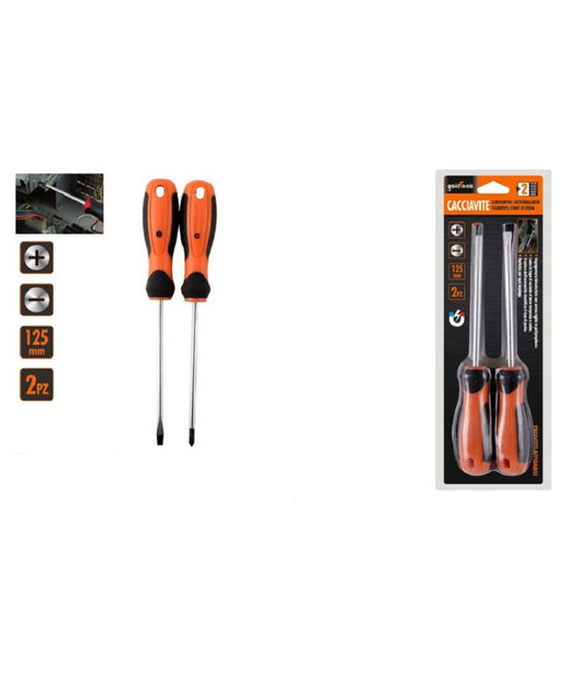 Set 2 Pz Cacciavite Giraviti Con Punta Magnetica A Taglio E A Croce 125mm 97199         