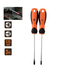 Set 2 Pz Cacciavite Giraviti Con Punta Magnetica A Taglio E A Croce 125mm 97199         