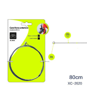 Set 2 Pz Cavi Cavo Freno Anteriore Acciaio 80 Cm Attacco Universale Bici Xc-2620         
