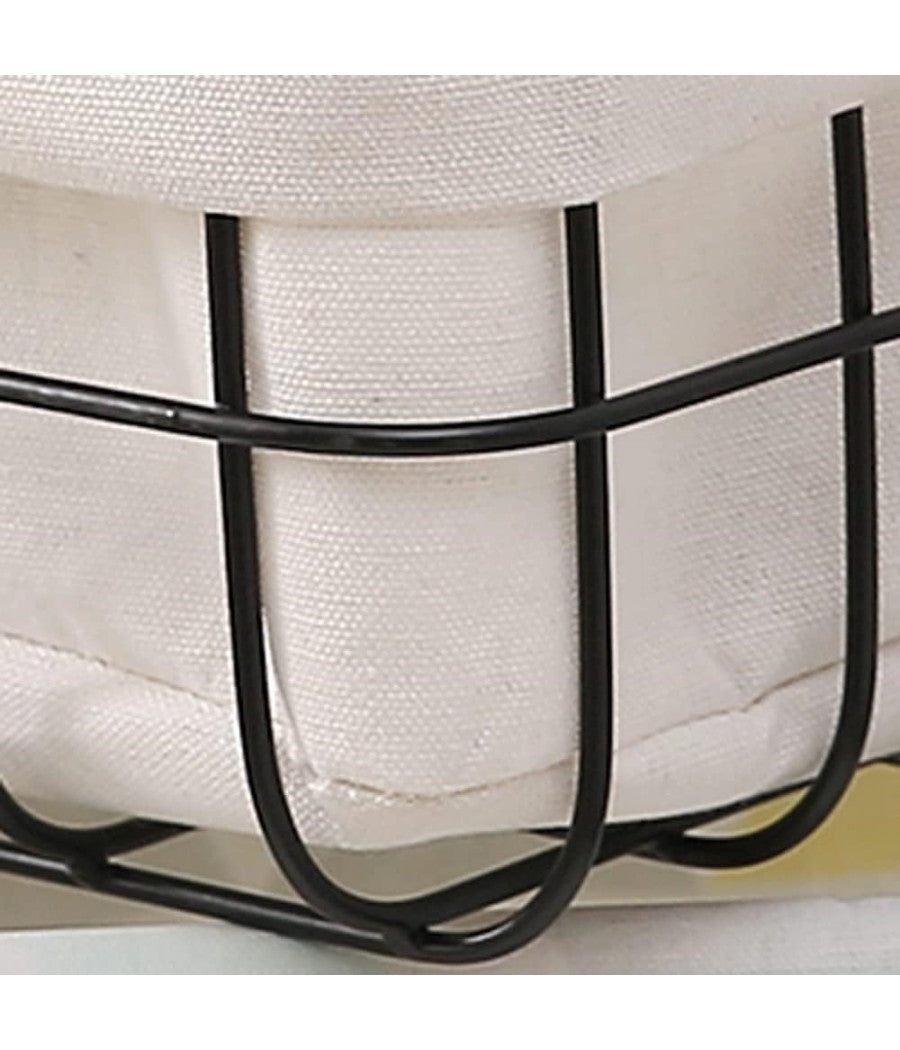 Set 2 Pz Cestini In Metallo Con Rivestimento Tessuto Porta Oggetti Manici 10628         