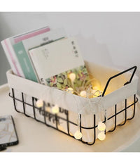 Set 2 Pz Cestini In Metallo Con Rivestimento Tessuto Porta Oggetti Manici 10628         