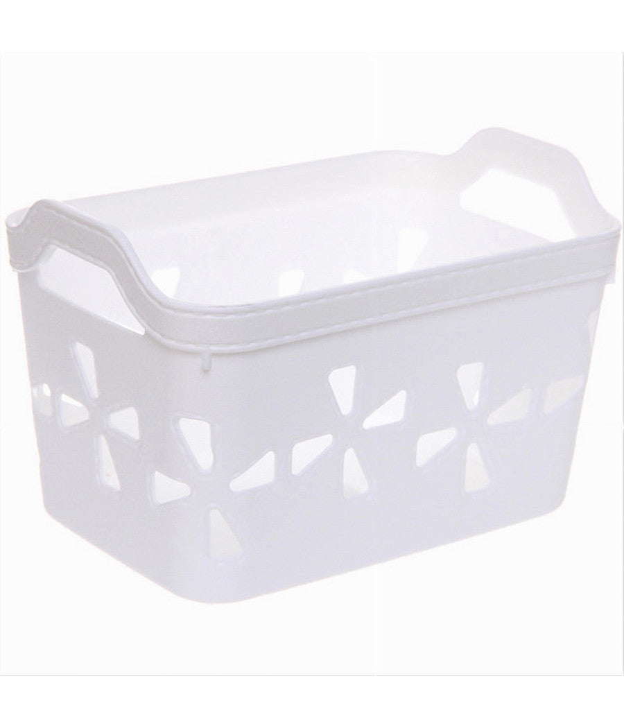 Set 2 Pz Cesto Portaoggetti Cestino Porta Tutto Con Maniglie 18,5x12x12 Cm 10723         