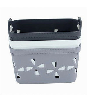 Set 2 Pz Cesto Portaoggetti Cestino Porta Tutto Con Maniglie 18,5x12x12 Cm 10723         